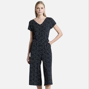 Clara SunWoo Tiny Tulip Flowers Floral Cropped Wide Leg Jumpsuit Stretch MD